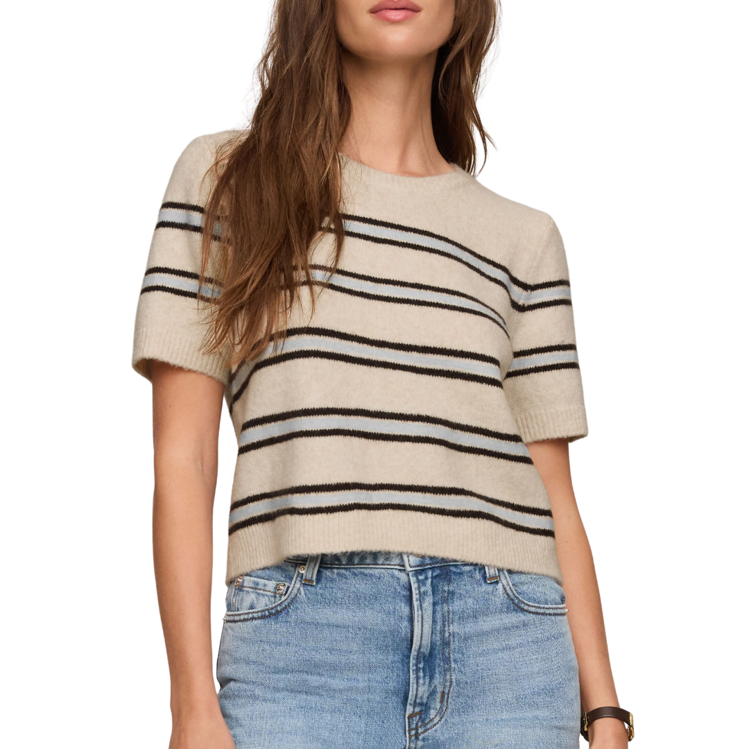 GATEWOOD STRIPE SWEATER TEE LIGHT OATMEAL HEATHER