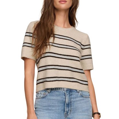 GATEWOOD STRIPE SWEATER TEE LIGHT OATMEAL HEATHER