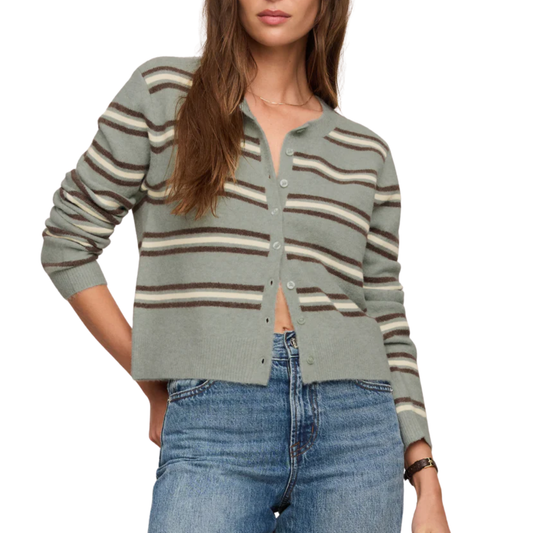 MEDINA STRIPE CARDIGAN AQUA CLOUD