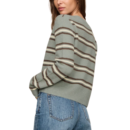 MEDINA STRIPE CARDIGAN AQUA CLOUD