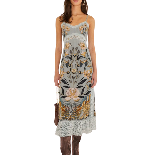 STAINED GLASS MIDI DRESS SOFT BLUE