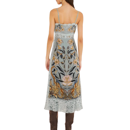 STAINED GLASS MIDI DRESS SOFT BLUE