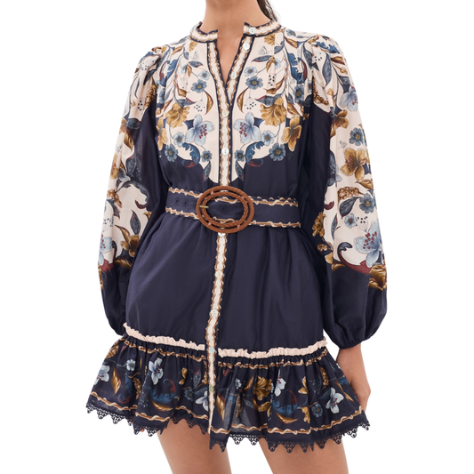GOLDEN NATURE MINI DRESS NAVY BLUE