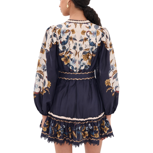 GOLDEN NATURE MINI DRESS NAVY BLUE