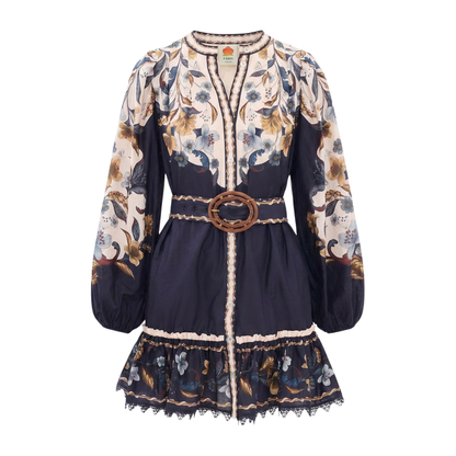 GOLDEN NATURE MINI DRESS NAVY BLUE