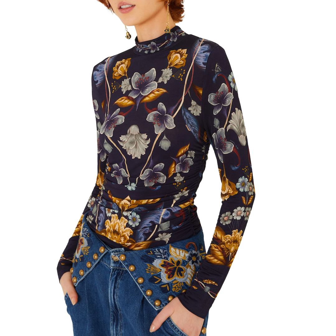 GOLDEN NATURE JERSEY BLOUSE NAVY BLUE