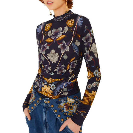 GOLDEN NATURE JERSEY BLOUSE NAVY BLUE