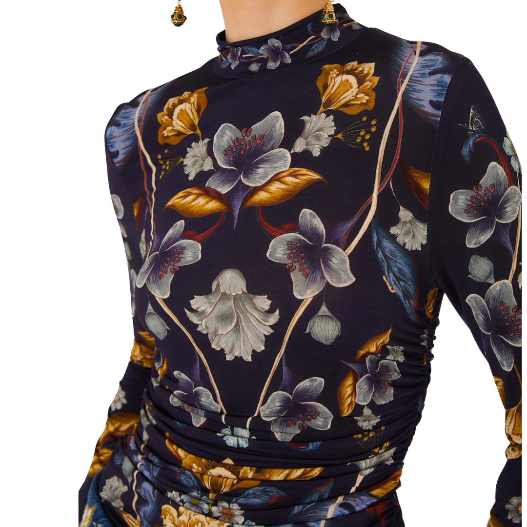 GOLDEN NATURE JERSEY BLOUSE NAVY BLUE