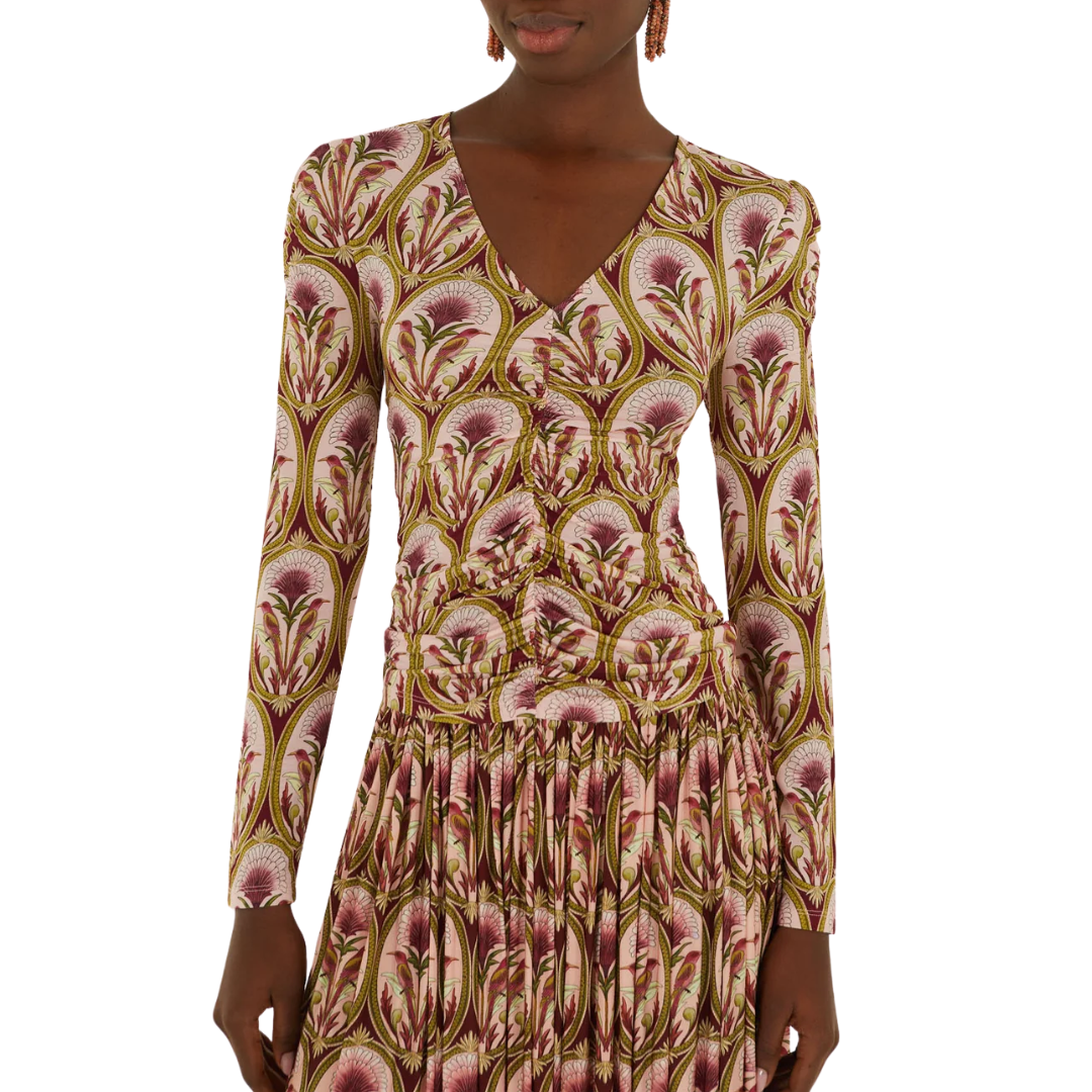 GARDEN MEDAL JERSEY BLOUSE PINK MULTI