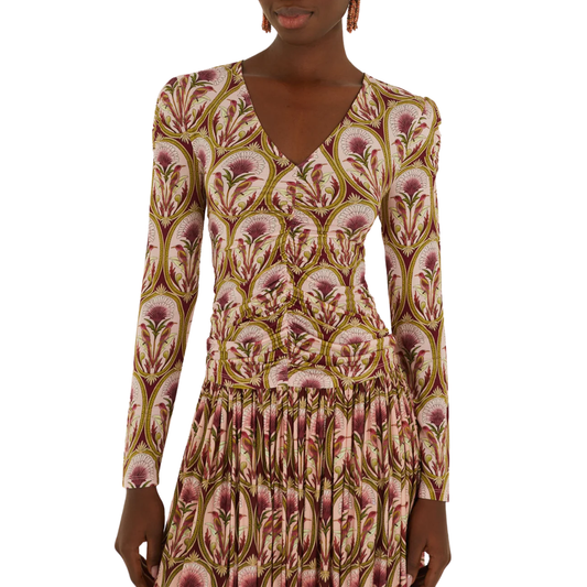 GARDEN MEDAL JERSEY BLOUSE PINK MULTI