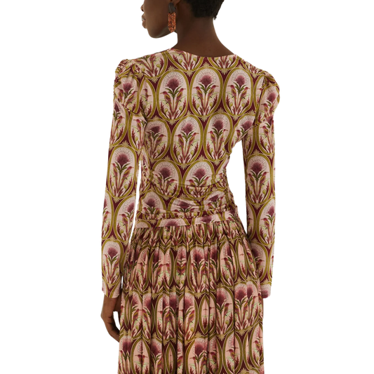 GARDEN MEDAL JERSEY BLOUSE PINK MULTI