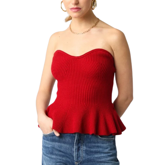KASEY SWEATER TUBE TOP RED