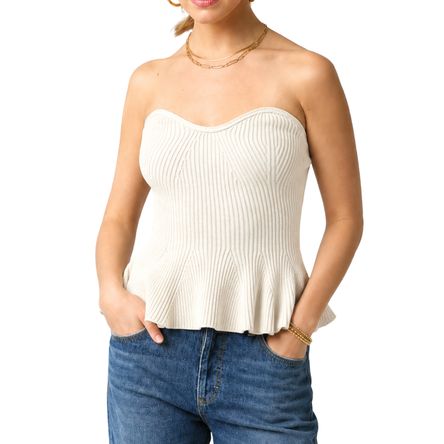 KASEY SWEATER TUBE TOP CREAM