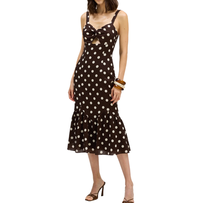 VEGA MIDI DRESS BROWN POLKA DOT