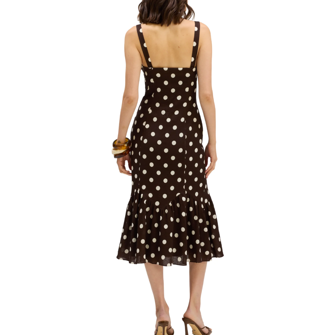 VEGA MIDI DRESS BROWN POLKA DOT