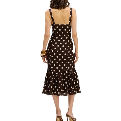 VEGA MIDI DRESS BROWN POLKA DOT
