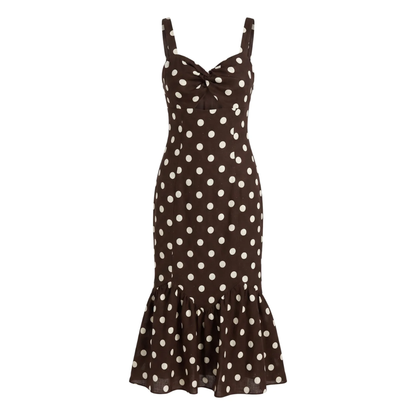 VEGA MIDI DRESS BROWN POLKA DOT
