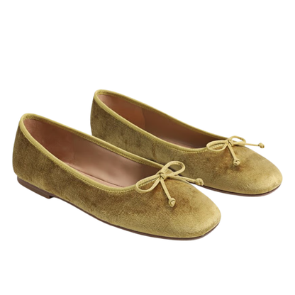 ALIE BALLET FLAT PERIDOT GREEN VELVET