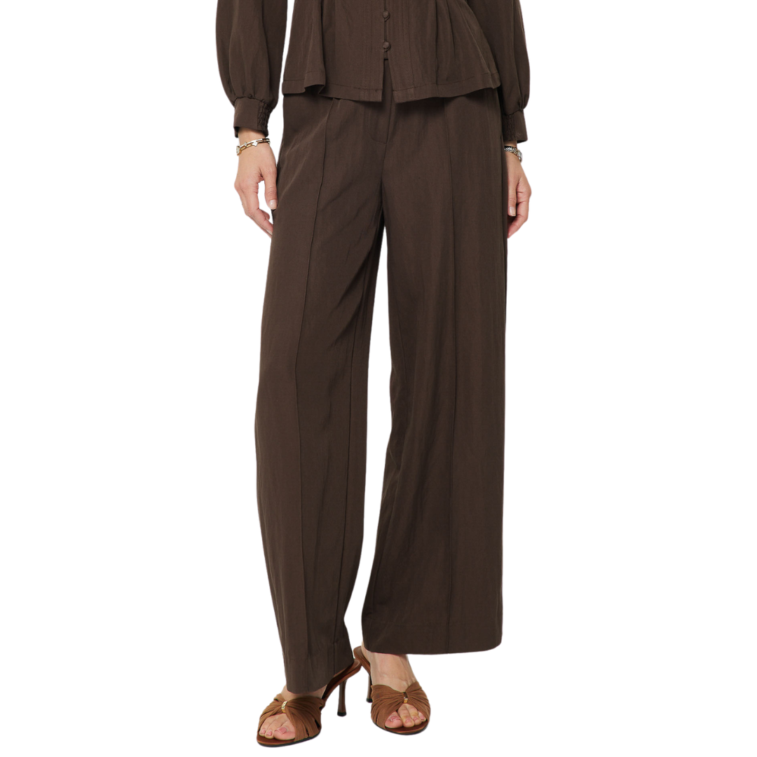 WIDE LEG PULL ON TROUSER COCOA