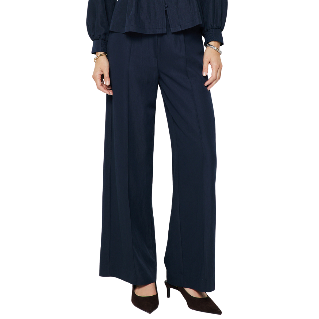 WIDE LEG PULL ON TROUSER NAVY
