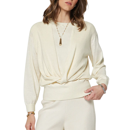 CARRIE TWIST KNIT SWEATER TOP CREAM