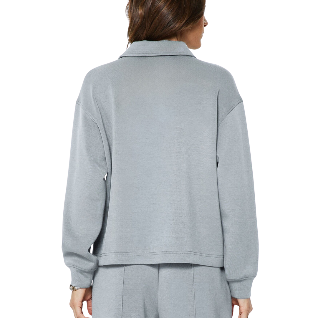 COLLARED HALF ZIP SWEATSHIRT DUSTY BLUE