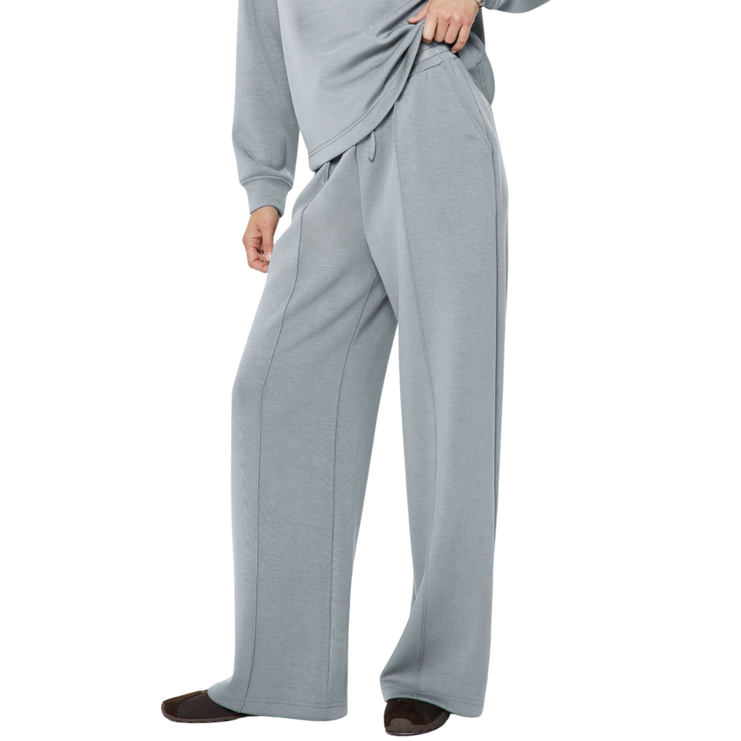 WIDE LEG DRAWSTRING SWEATPANT DUSTY BLUE