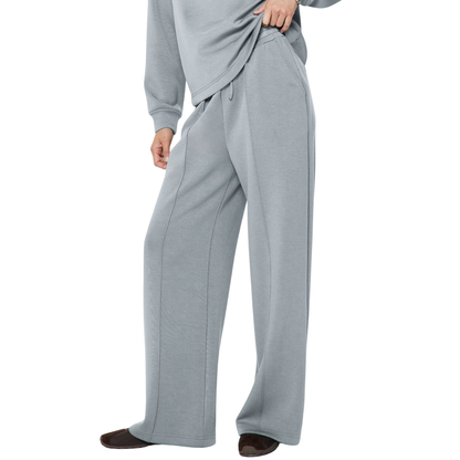 WIDE LEG DRAWSTRING SWEATPANT DUSTY BLUE