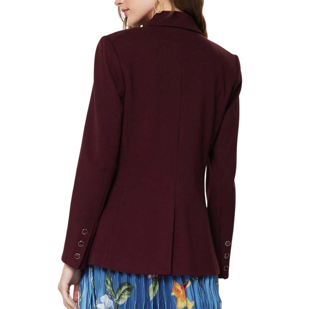 NOTCH COLLAR DOUBLE BLAZER BURGUNDY