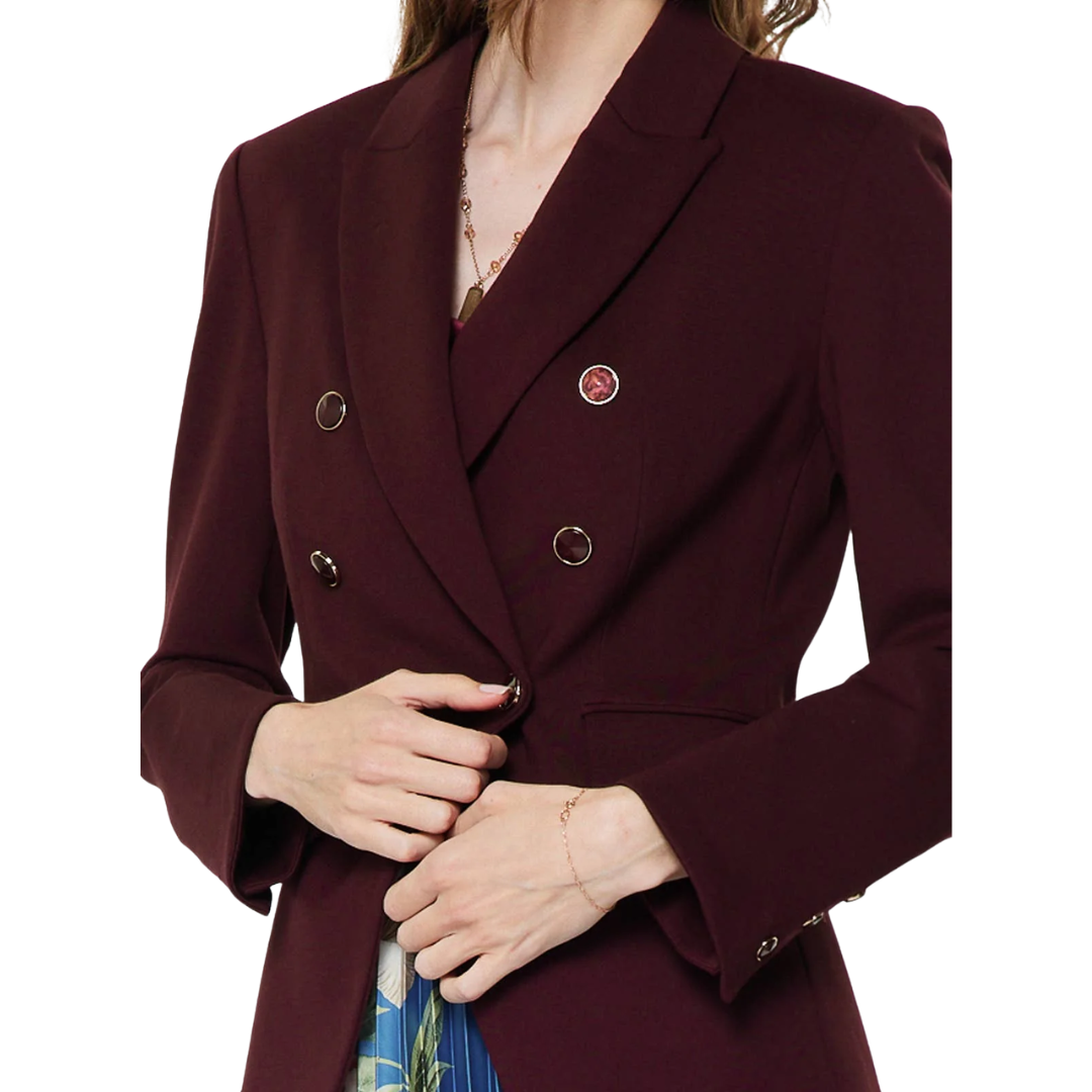 NOTCH COLLAR DOUBLE BLAZER BURGUNDY