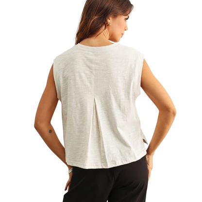 RILEY ROUND NECK SLUB TOP WHITE
