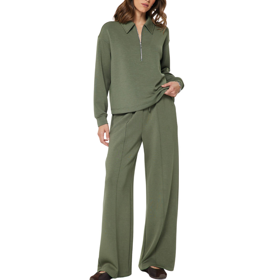 WIDE LEG DRAWSTRING SWEATPANT OLIVE