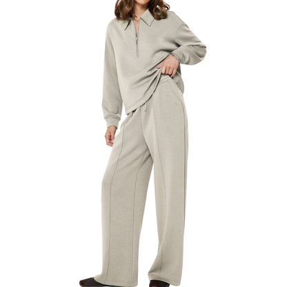 COLLARED HALF ZIP SWEATSHIRT FOG
