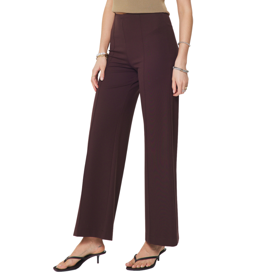 PONTE PINTUCK WIDE LEG PANT CHOCOLATE