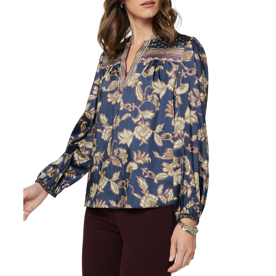 FLORAL BORDER PRINTED BLOUSE