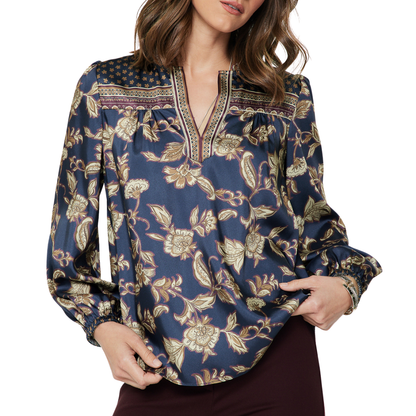 FLORAL BORDER PRINTED BLOUSE