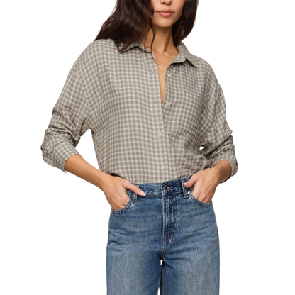 RIVER PLAID BUTTON UP EMERALD COVE