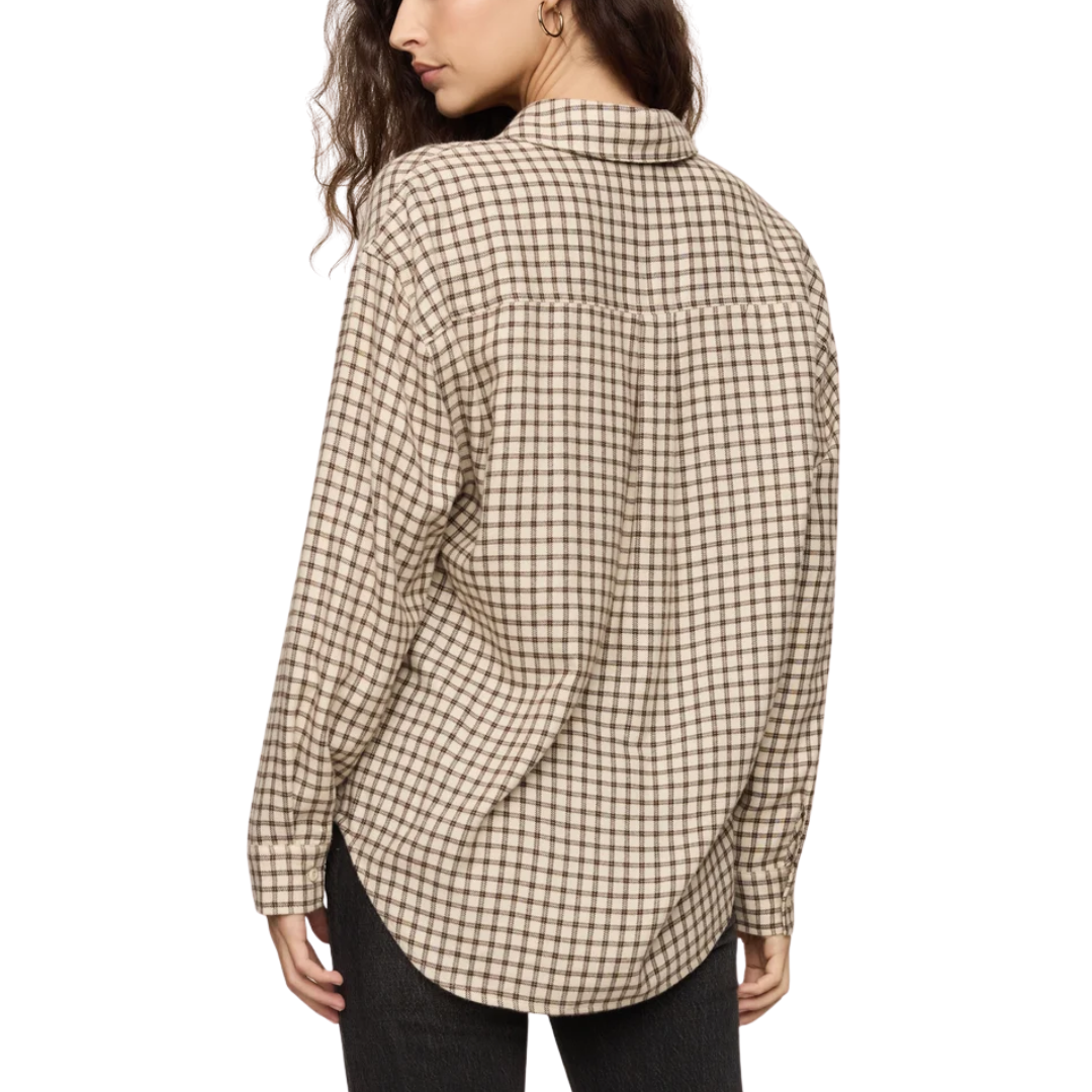 RIVER PLAID BUTTON UP DARK CHOCOLATE