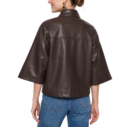 DARCIE VEGAN LEATHER JACKET CHOCOLATE