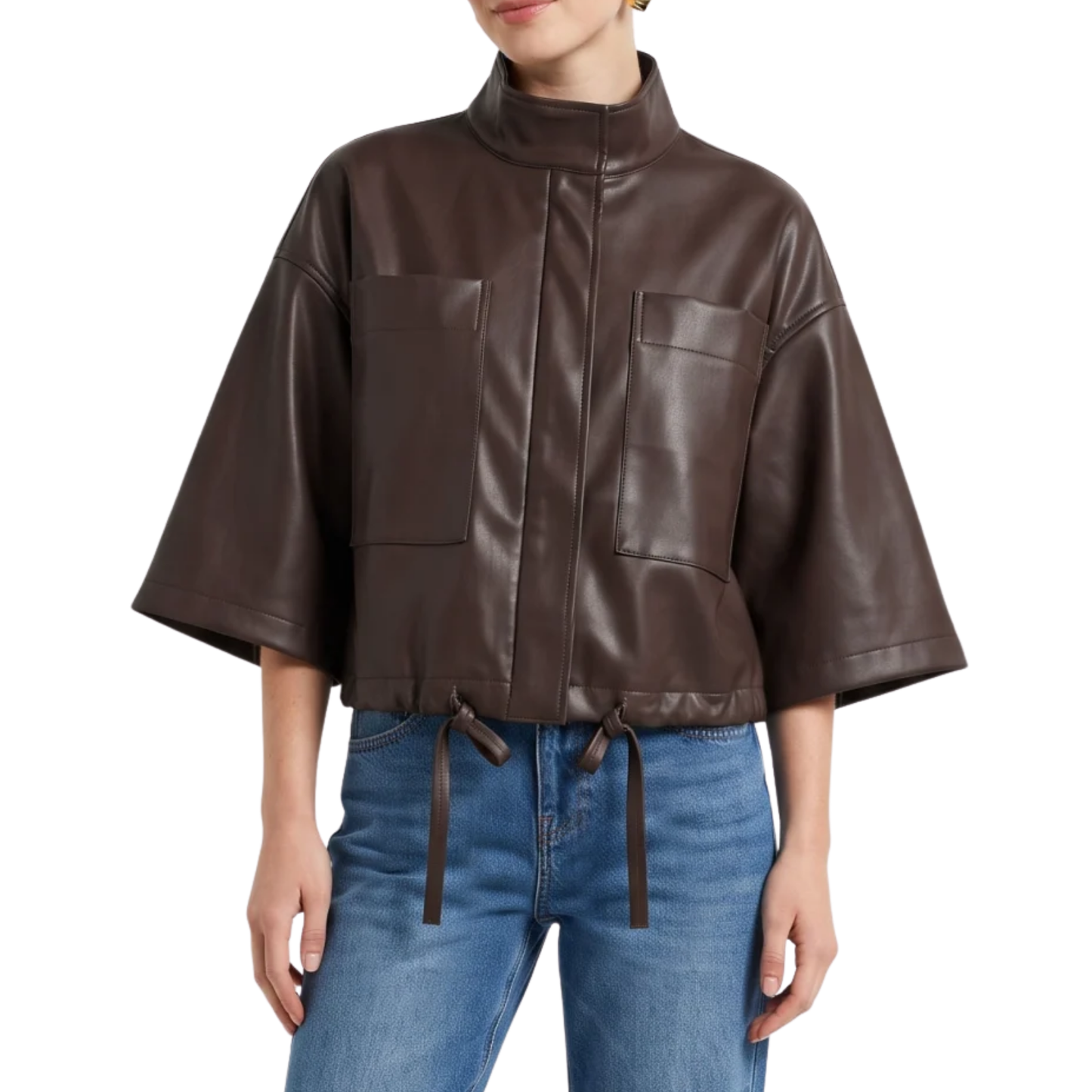 DARCIE VEGAN LEATHER JACKET CHOCOLATE