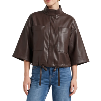 DARCIE VEGAN LEATHER JACKET CHOCOLATE