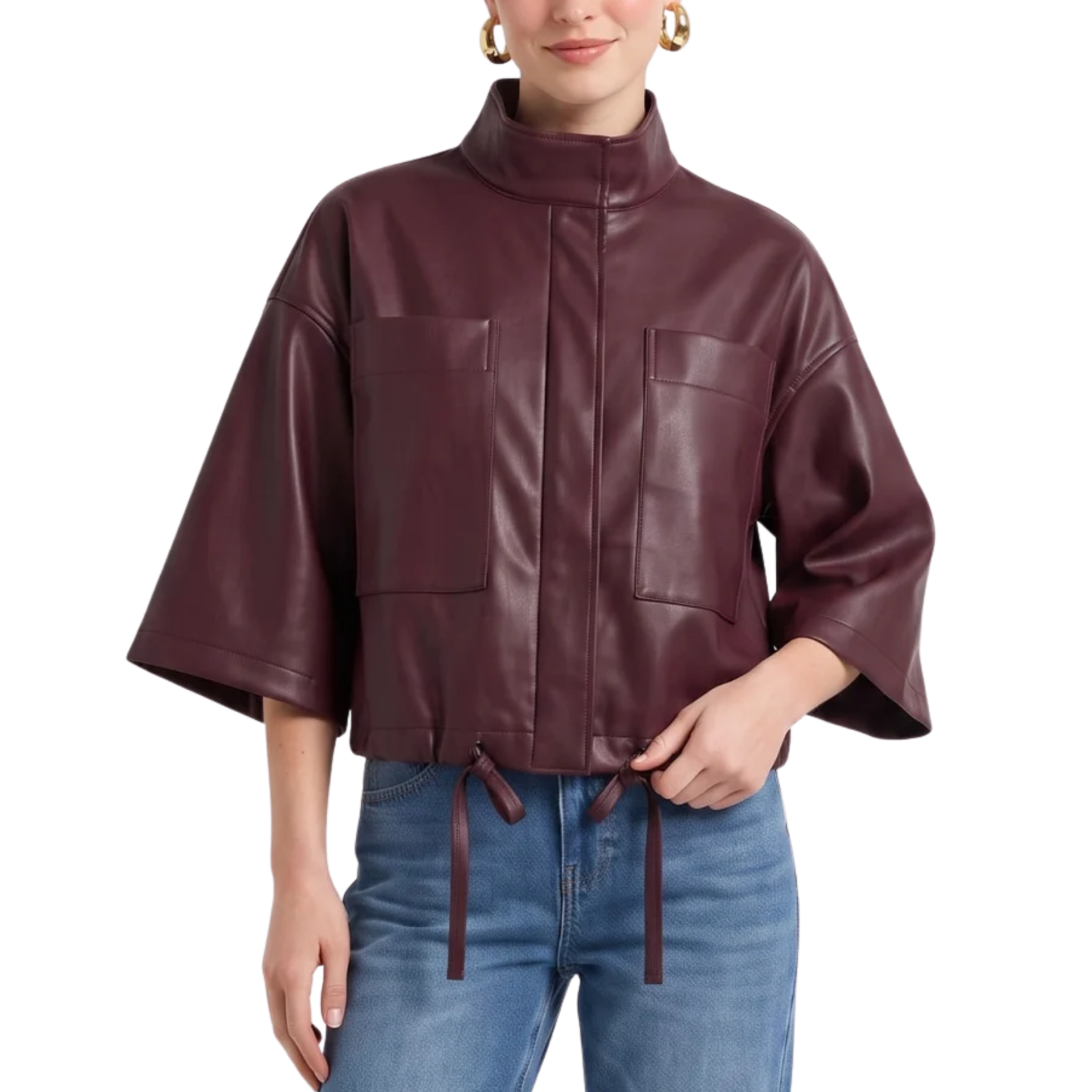 DARCIE VEGAN LEATHER JACKET WINE