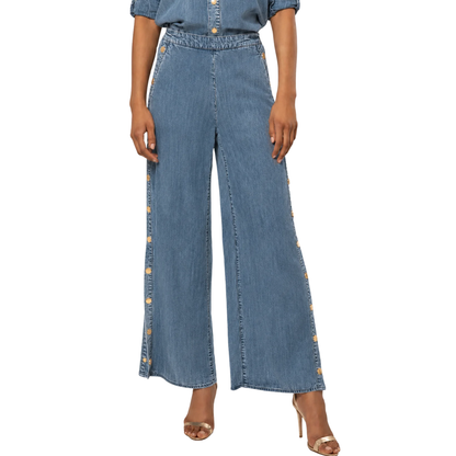 JOSALYN DENIM SNAP PANTS WASHED BLUE