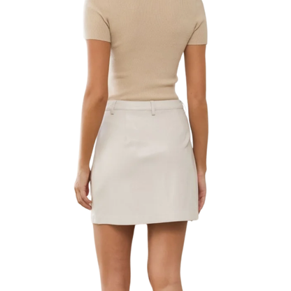 FAUX LEATHER MINI SKIRT IVORY