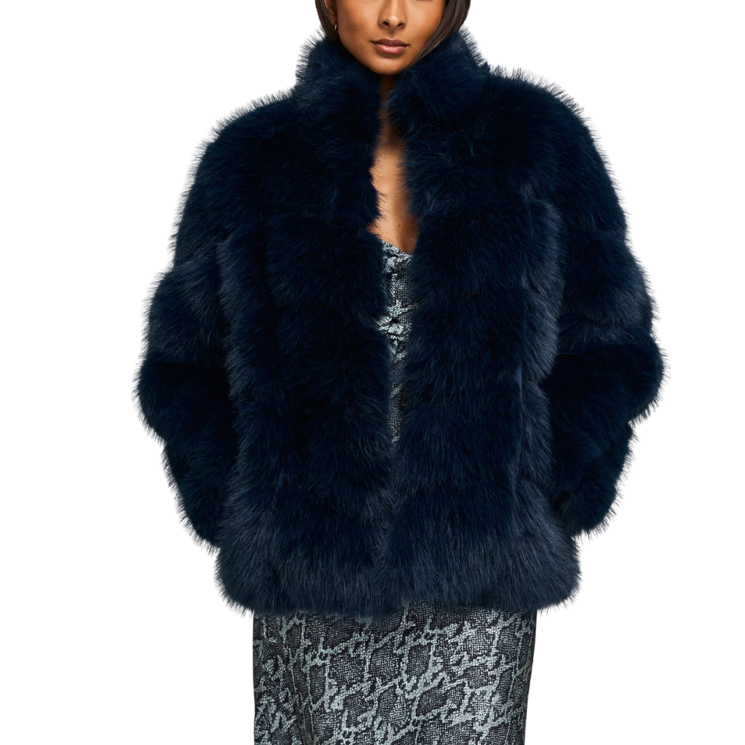 LOUISA FAUX FUR JACKET PEACOCK