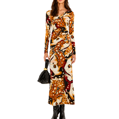 BORBOFLY LONG SLEEVE MAXI DRESS