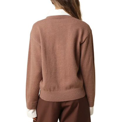 ALINA RUGBY KNIT SWEATER MOCHA