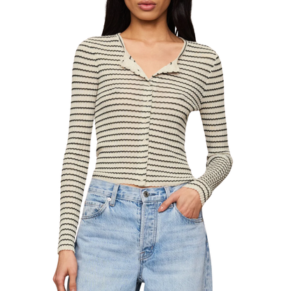 ROSANNA STRIPE SWEATER TOP CHALK