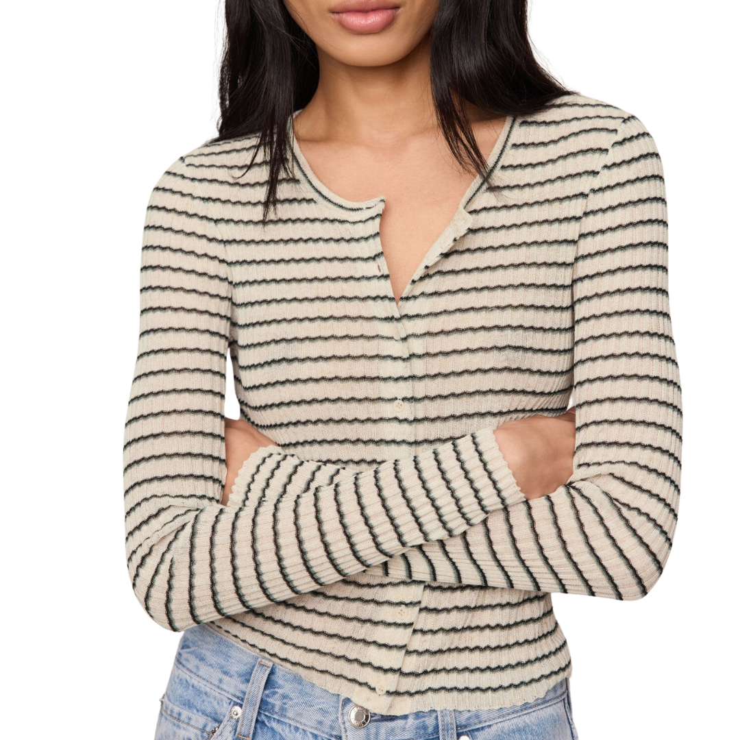 ROSANNA STRIPE SWEATER TOP CHALK