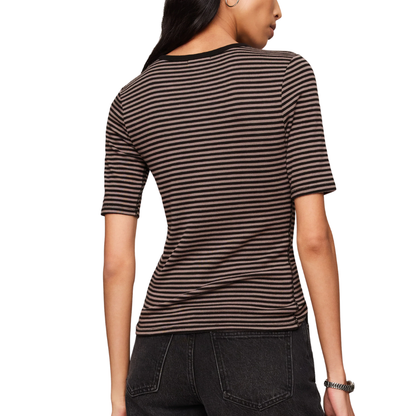 FREIDA STRIPED TEE WILD MUSHROOM